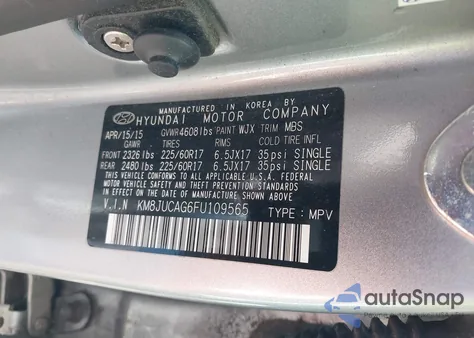 2015 Hyundai Tucson Se from USA, damaged, VIN KM8JUCAG6FU109565